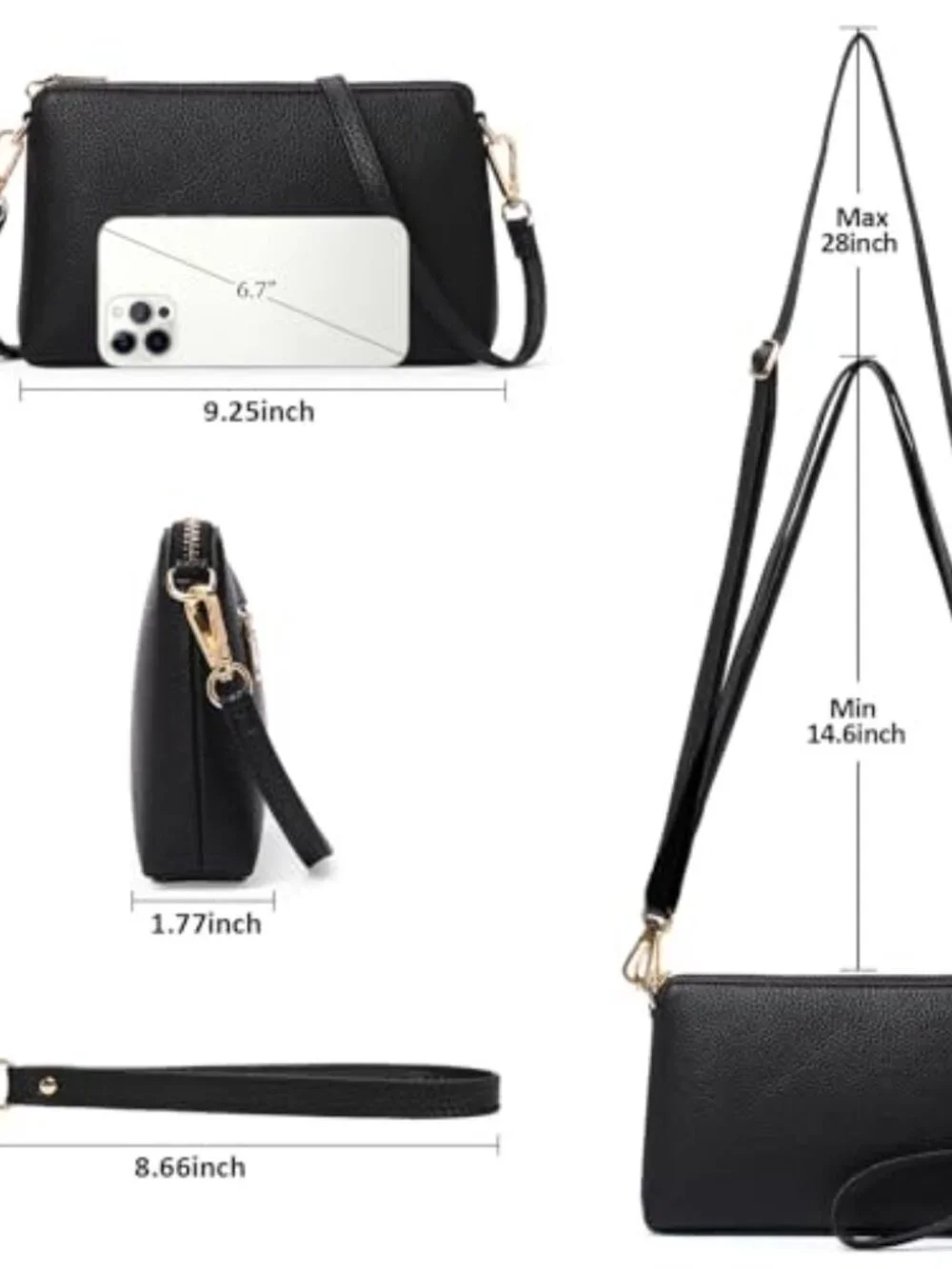 Crossbody Bag for Women RFID Blocking Leather Handbag with Wristlet Strap